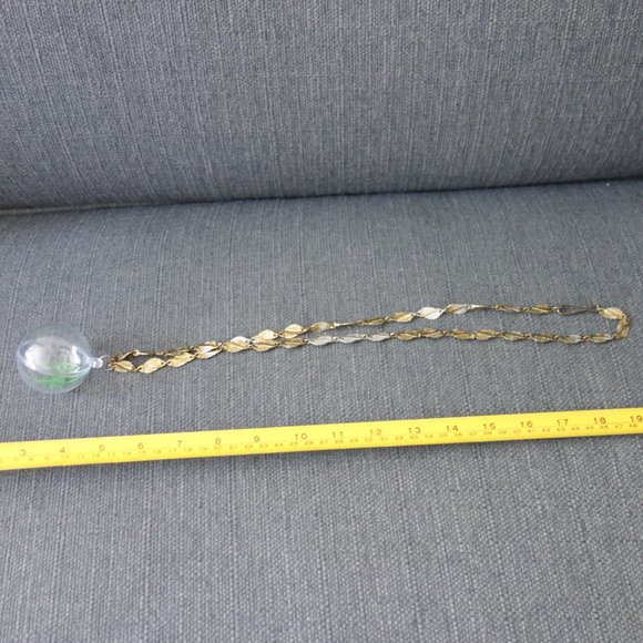 Broken Uranium Glass Inside Plastic Ornament with Metal Necklace - Picture 8 of 10